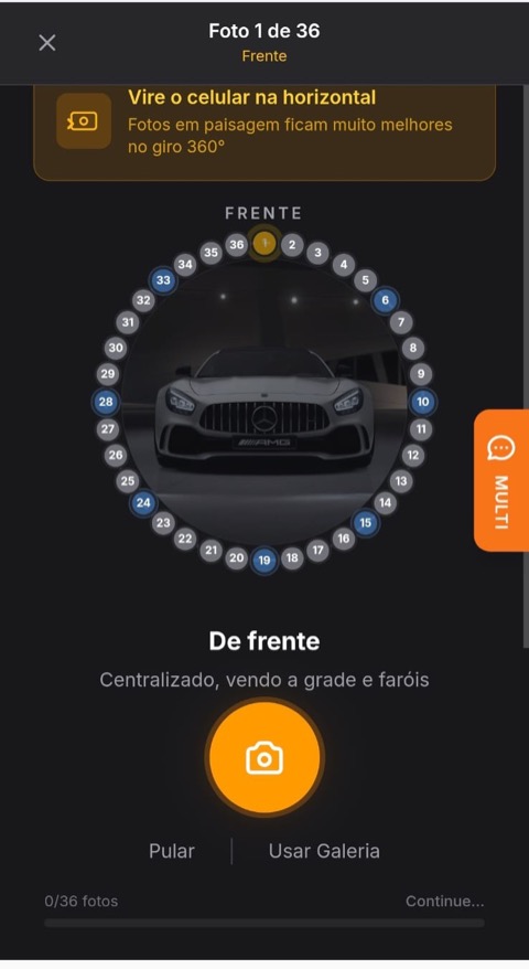 Assistente 360° — Captura guiada posição por posição