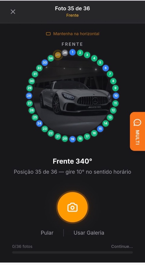 360° quase completo — 35 de 36 posições